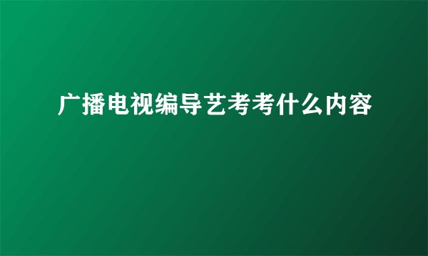 广播电视编导艺考考什么内容