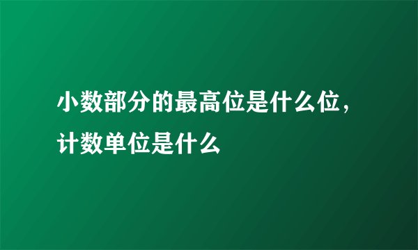 小数部分的最高位是什么位，计数单位是什么