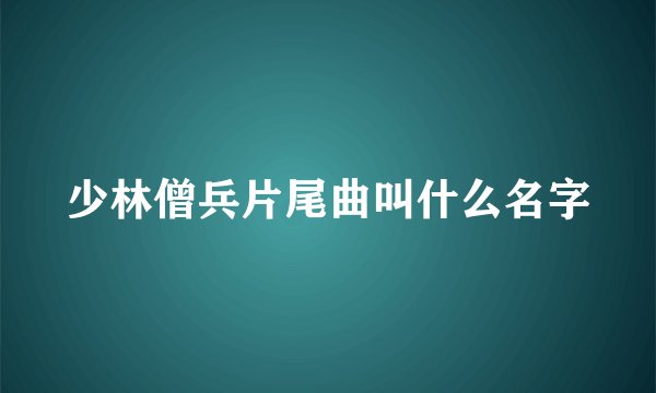 少林僧兵片尾曲叫什么名字
