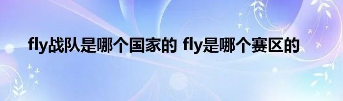 fly战队是哪个国家的 fly是哪个赛区的