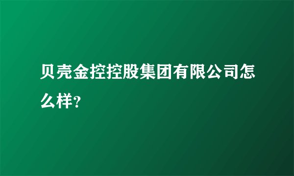 贝壳金控控股集团有限公司怎么样？