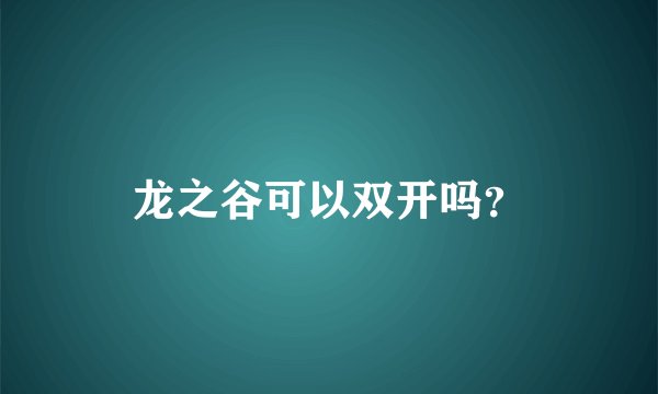 龙之谷可以双开吗？