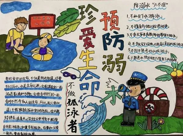 一二年级防溺水手抄报大全图片