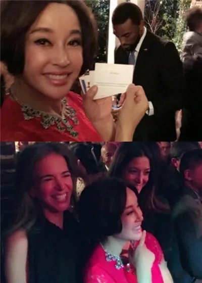 刘晓庆会奥巴马微博晒照 一袭红裙亮相引人注目