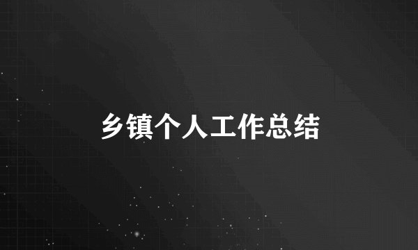 乡镇个人工作总结