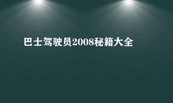 巴士驾驶员2008秘籍大全
