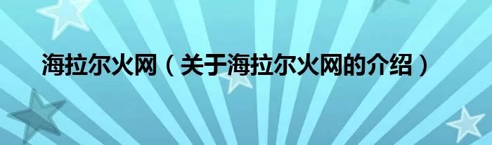 海拉尔火网（关于海拉尔火网的介绍）