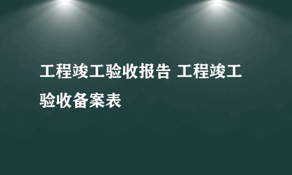 工程竣工验收报告 工程竣工验收备案表