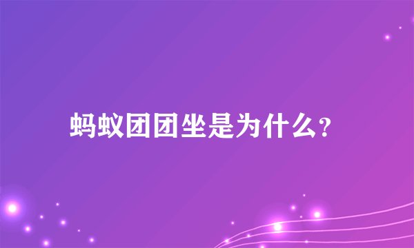 蚂蚁团团坐是为什么？