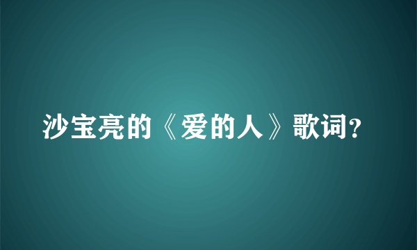 沙宝亮的《爱的人》歌词？