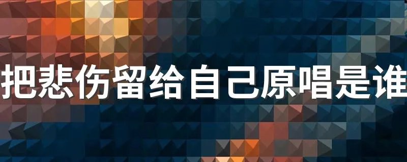 把悲伤留给自己原唱是谁 把悲伤留给自己歌词