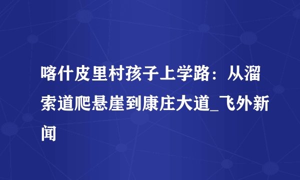 喀什皮里村孩子上学路：从溜索道爬悬崖到康庄大道_飞外新闻