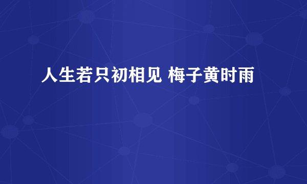人生若只初相见 梅子黄时雨