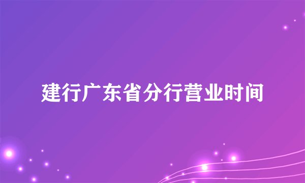 建行广东省分行营业时间