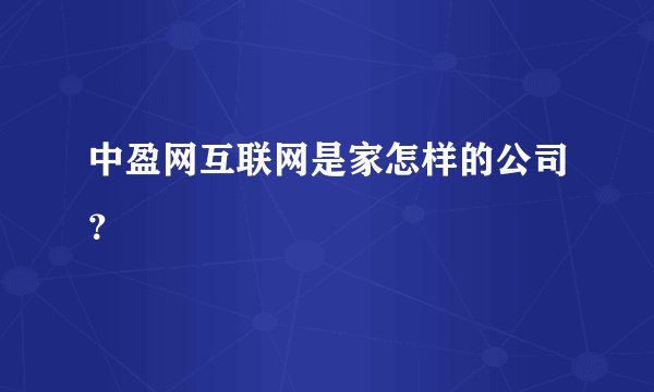 中盈网互联网是家怎样的公司？