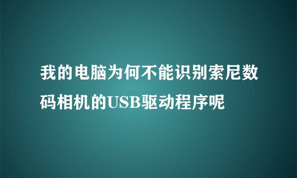 我的电脑为何不能识别索尼数码相机的USB驱动程序呢