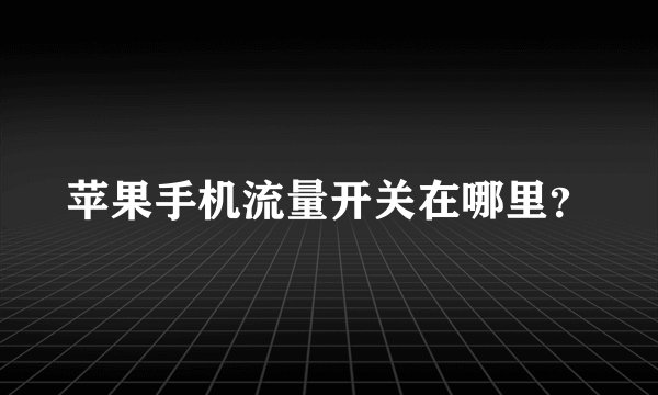 苹果手机流量开关在哪里？