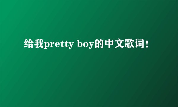 给我pretty boy的中文歌词！