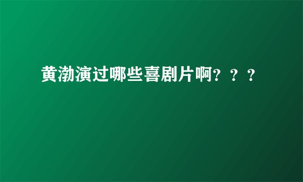 黄渤演过哪些喜剧片啊？？？