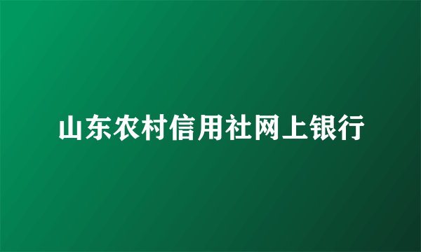 山东农村信用社网上银行