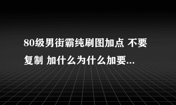 80级男街霸纯刷图加点 不要复制 加什么为什么加要写出来我是新手