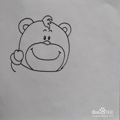 怎么画一只正在放鞭炮的小熊卡通儿童简笔画？