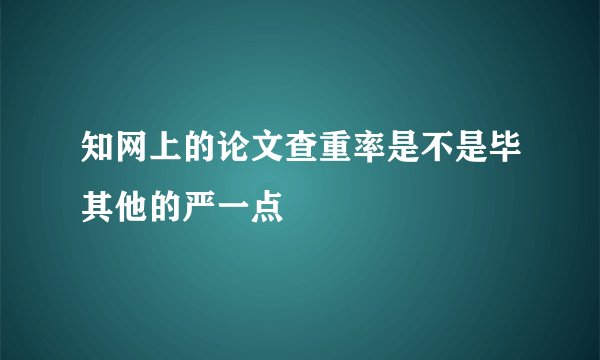 知网上的论文查重率是不是毕其他的严一点