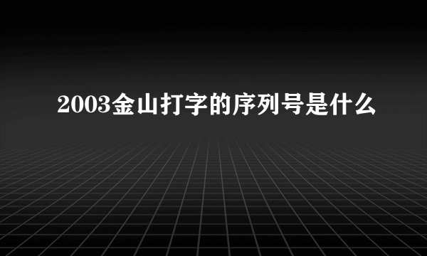 2003金山打字的序列号是什么