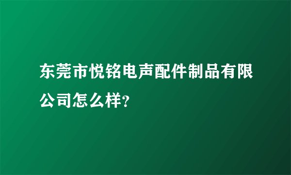 东莞市悦铭电声配件制品有限公司怎么样？