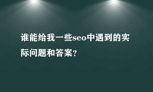 谁能给我一些seo中遇到的实际问题和答案？