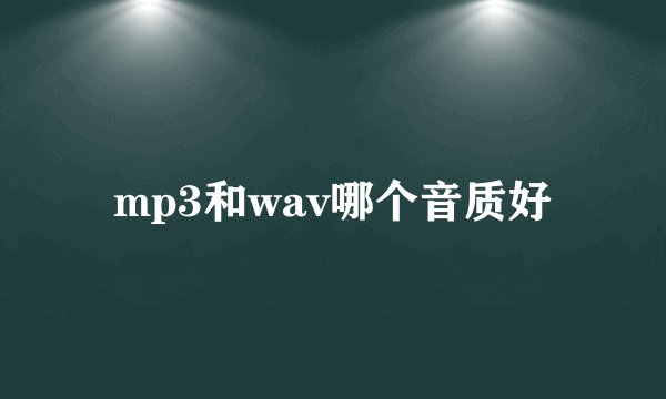 mp3和wav哪个音质好