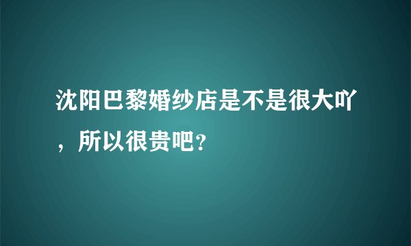 沈阳巴黎婚纱店是不是很大吖，所以很贵吧？