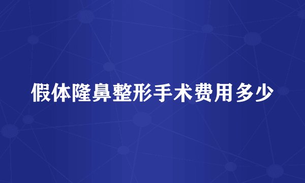 假体隆鼻整形手术费用多少