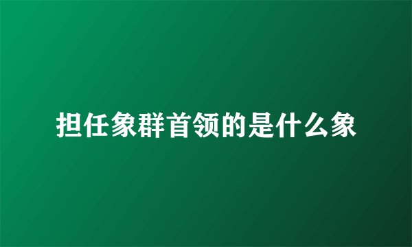 担任象群首领的是什么象