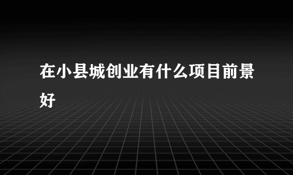 在小县城创业有什么项目前景好