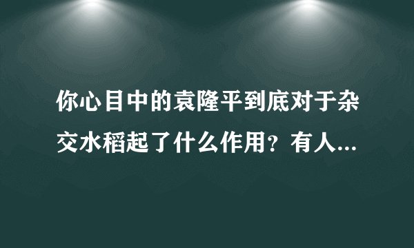 你心目中的袁隆平到底对于杂交水稻起了什么作用？有人否决他的功绩是不是不应该啊？