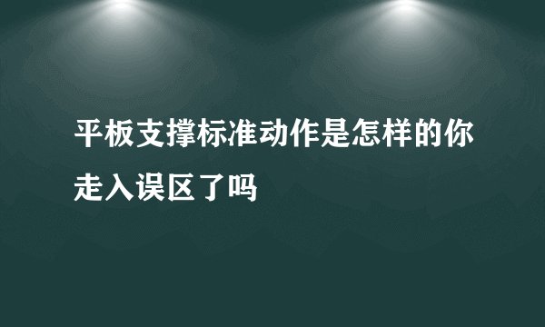 平板支撑标准动作是怎样的你走入误区了吗