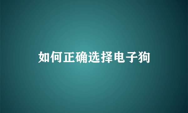 如何正确选择电子狗