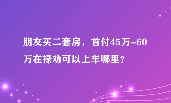朋友买二套房，首付45万-60万在禄劝可以上车哪里？