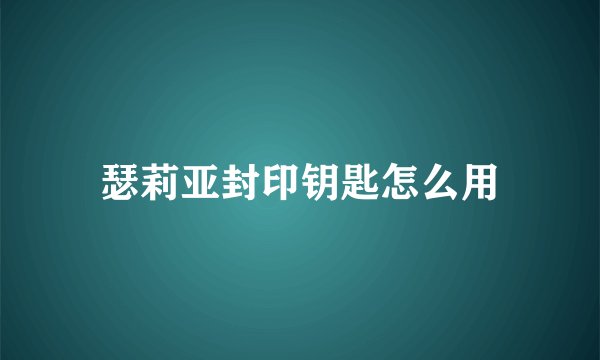 瑟莉亚封印钥匙怎么用