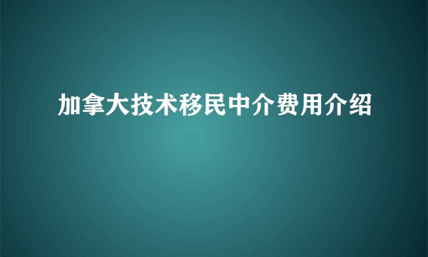 加拿大技术移民中介费用介绍