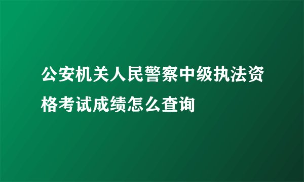 公安机关人民警察中级执法资格考试成绩怎么查询