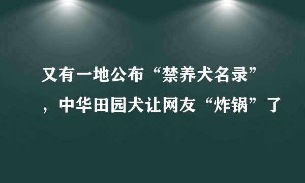 又有一地公布“禁养犬名录”，中华田园犬让网友“炸锅”了