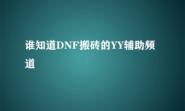 谁知道DNF搬砖的YY辅助频道