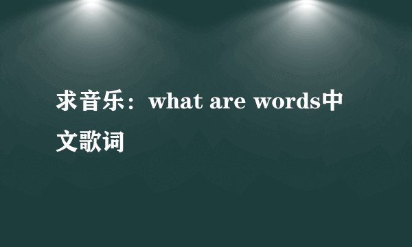 求音乐：what are words中文歌词