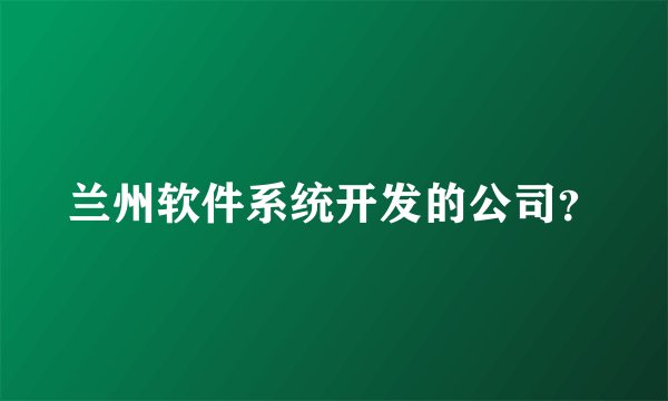 兰州软件系统开发的公司？