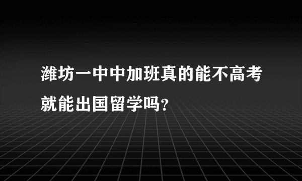 潍坊一中中加班真的能不高考就能出国留学吗？