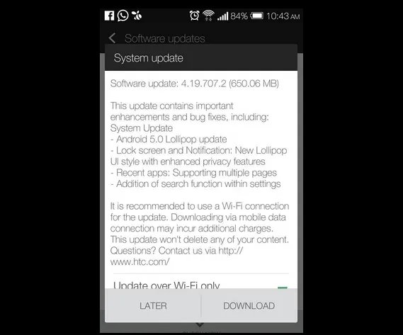 升级安卓5.0 无锁版HTC One M8获OTA推送