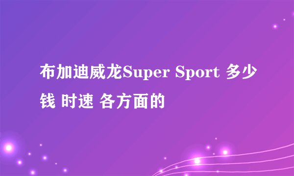 布加迪威龙Super Sport 多少钱 时速 各方面的