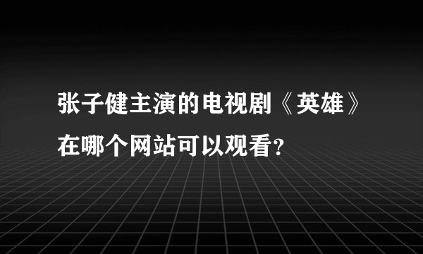 张子健主演的电视剧《英雄》在哪个网站可以观看？